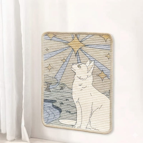 Art Nouveau Painting Style Sisal Cat Scratcher Wall-Mounted Vertical