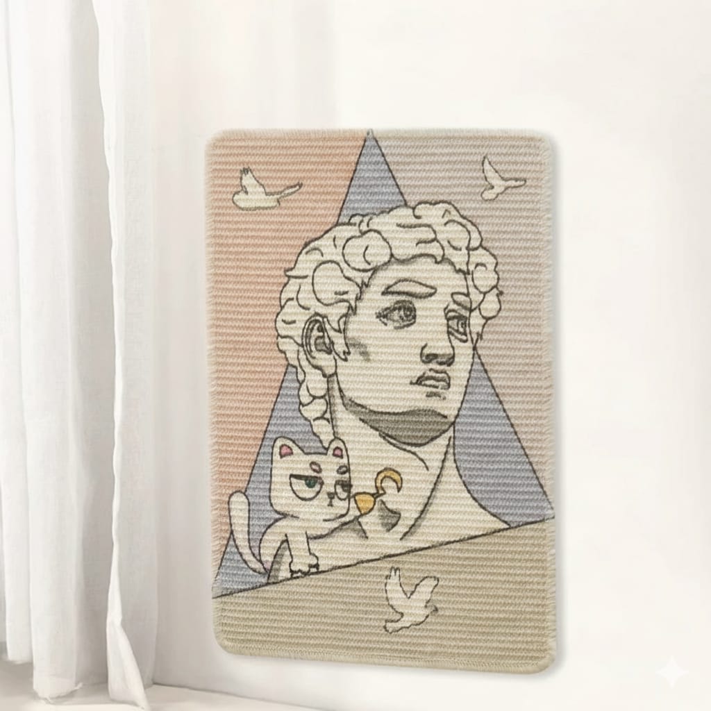 Art Nouveau Painting Style Sisal Cat Scratcher Wall-Mounted Vertical